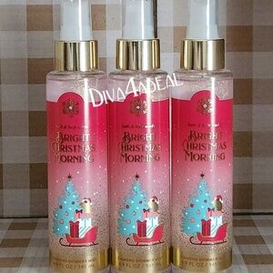 3X Bath & Body Works BRIGHT CHRISTMAS MORNING Diamond Shimmer Mist Spray Bundle